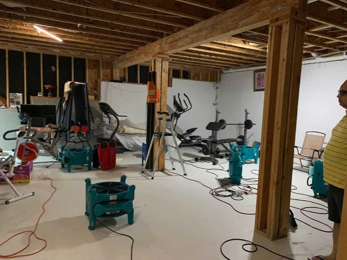 Basement drying equipment setup for Odor Removal & Deodorization in Elk City