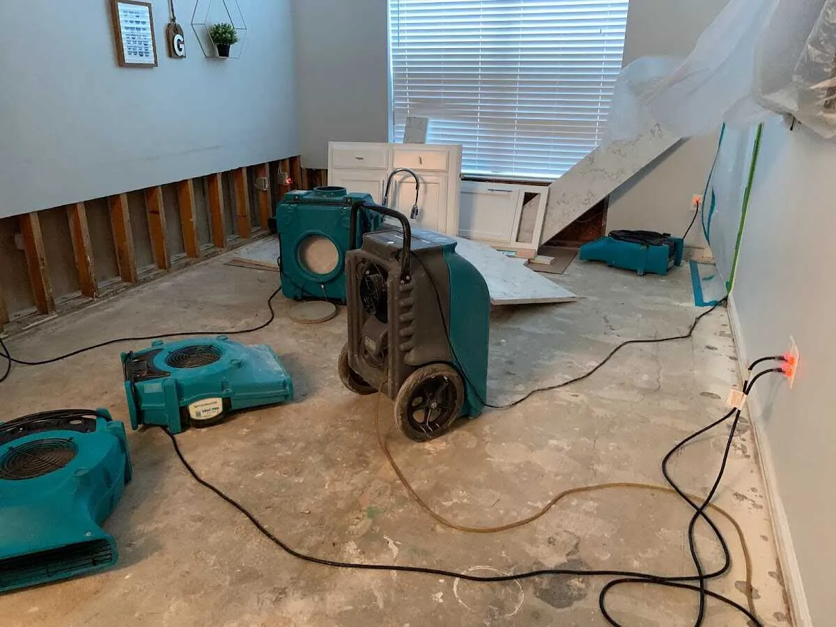 Dehumidifier in flood-cut room for Water Extraction & Removal in Elk City